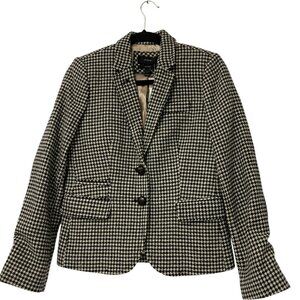J. Crew Womens Schoolboy Tweed Blazer Suit Jacket Size 4 Houndstooth Black NWT